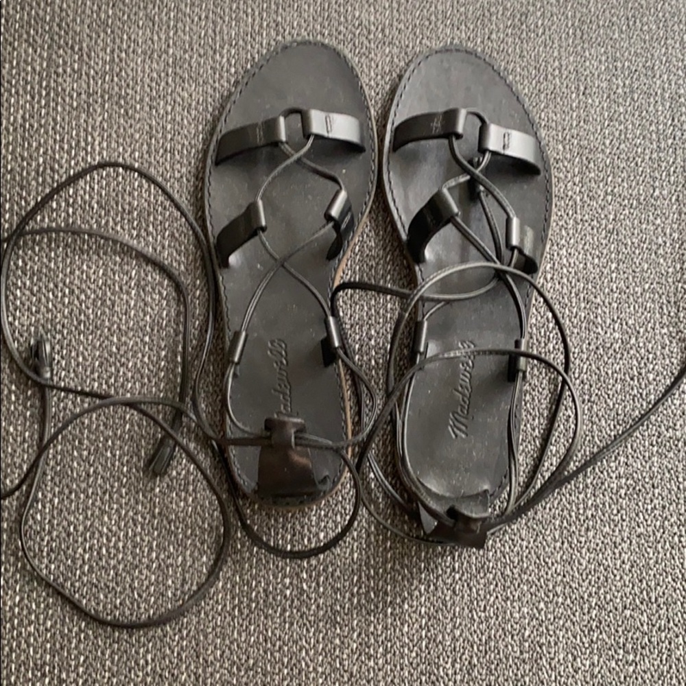 Madewell Black Lace Up Sandals